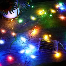 Ariceleo - Luces LED de hadas con pilas, 1 paquete de mini luces de hadas estrelladas de alambre de cobre alimentado por pilas, para recámara, Navidad, fiestas, boda, centro de mesa, decoración (5 m,