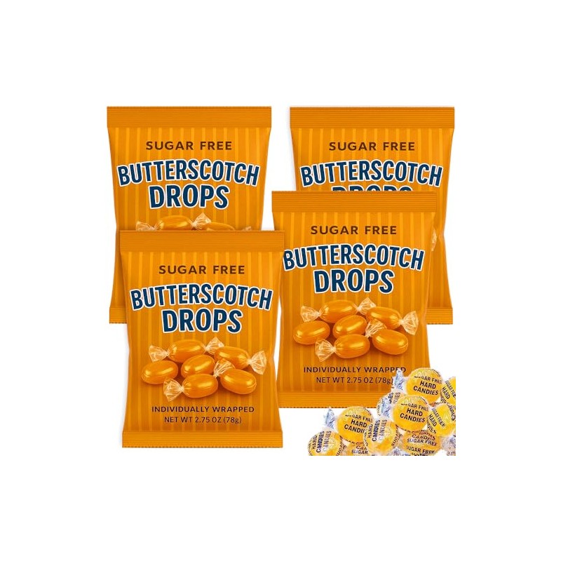 Sugar Free Butterscotch Hard Candy - 4 Bags (2.75 oz