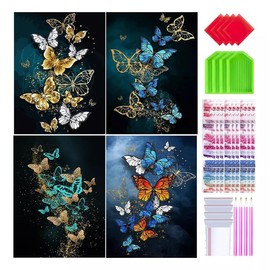 YUHOHO 4Pcs Pintura De Diamante 5d Diamond Painting Cuadros Decorativos 40cm*30cm,Se Utiliza para Decorar Salones,Vestíbulos,Pasillos,Comedores,Navidad,Cumpleaños,San Valentín,Día de la Madre y otros regalos festivos (Libélulas)