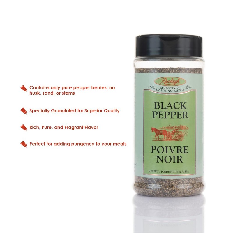 Rawleigh Premium Black Pepper Seasoning: 8 oz, Pure Lampong Pepper