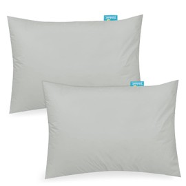 Biloban Toddler Pillowcase 2 Pack, 100% Jersey Cotton Ultra Soft Kids Pillowcase for Sleeping Fit Pillow Sized 13"x 18" or 14"x19", Envelope Style Travel Pillowcase Gray