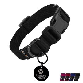 Likesing Cotton Soft Dog Collar, Quick Release Dog Collar with Buckle, Heavy-Duty Adjustable Pet Collar for XS Small Medium Large Dog, Colorfast Dog Collars with Removable Tag(S, Rose Red)