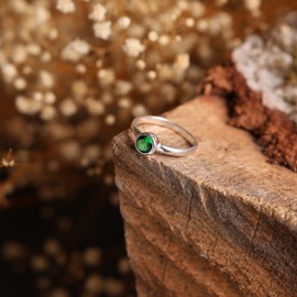 LOMBARDY JEWELRY Brilliant Cut Round Shape Green Cz Cubic Zirconia Stone 925 Sterling Silver Simulated Emerald Luxury Statement Ring for Women Gift for Her, 7, Metal Stone, cubic zirconia ,