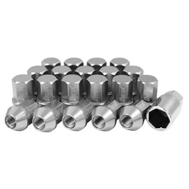 Durax BBP150SS Lightweight Aluminum Wheel Nut Racing Nut M12 P1.5 Bag Nut Short Type with Lock Nut 20 Piece Set (Silver/Silver)