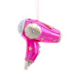 Kurt Adler Pink Glass Hair Dryer Ornament, 4.75"