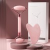 Heart Pink Mood Gua Sha Face Roller Massage Tool Set Rose Quartz Face Body 2ea