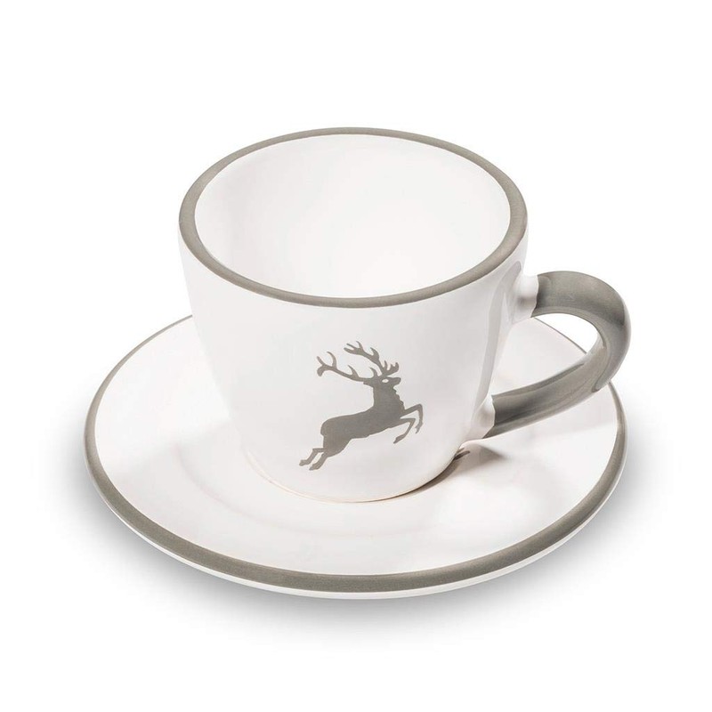 GMUNDNER KERAMIK Espresso for you Gourmet Geschirrset grauer Hirsch Geschirr,