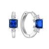 Raymard 925 Sterling Silver Hoop Earrings for Women, 5x5MM Square Cut Birthstone Huggie Earrings, 18K White Gold Plated Jewelry for Women, Sterling Silver, Created Sapphire