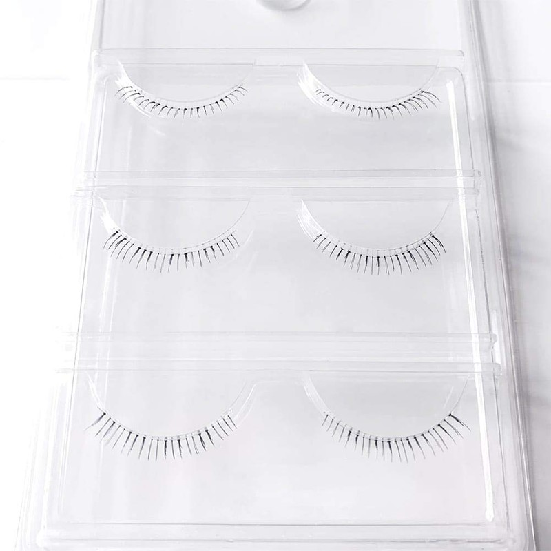 Musegetes 3 Pairs Lower Eyelashes False Eyelashes Transparent Axis False