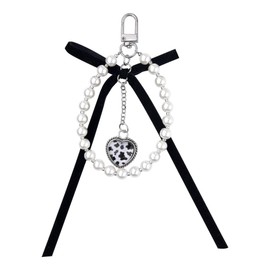 Bow Pearl Y2k Wristlet Keychain for Handbag Bag Key Charms for Women Cute Keyrings for Car Keys Y2k Accessories for Women Wristlet Keyring Bow Heart Key Ring Bracelet Purse Bag Accessories Charm