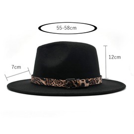 Upstore Womens Felt Panama Hat Classic Wide Brim Fedora Hat Cap with Leopard Belt Buckle (Red)