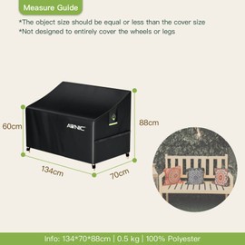 AWNIC Garden Bench Cover 2 Seater Waterproof Heavy Duty Tear Resistant 420D Polyester 2 Seater Bench 134 X 70 X 60/88cm