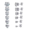 XINCHENG 6 Pairs Stainless Steel Hypoallergenic Silver Diamond Stud Earrings