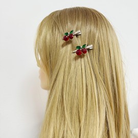 4 Pieces Red Cherry Hair Clips Metal Hairpins Duckbill Alligator Clips Hair Accessories for Women Girls (red cherry mix pattern)