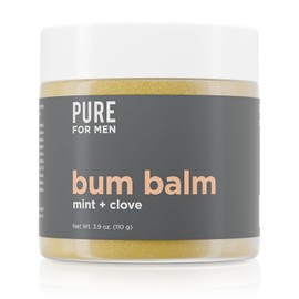 Pure for Men Bum Balm, 107 g, loción cruda ecológica para hombres, bálsamo hidratante y desodorante para todo propósito | manteca de karité cruda, menta y clavo