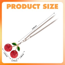 Rislobx Crystal Cherry Car Hanging Ornament, Bling Cherry Car Charms for Rear View Mirror, Red Diamond Rearview Mirror Hanging Pendent