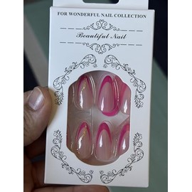 Decorative Press-On Nails - 24 Piece Set with Pink and Rose | Acrylic False Nails for Women | Adhesive Nails for Party, Events, Daily Wear