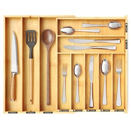 silverware organizer utensil drawer organizer kitchen drawer organizer SpaceAid Bamboo Silverware Drawer Organizer with Labels, Kitchen Utensil Expandable Tray Holder Organizer for Flatware