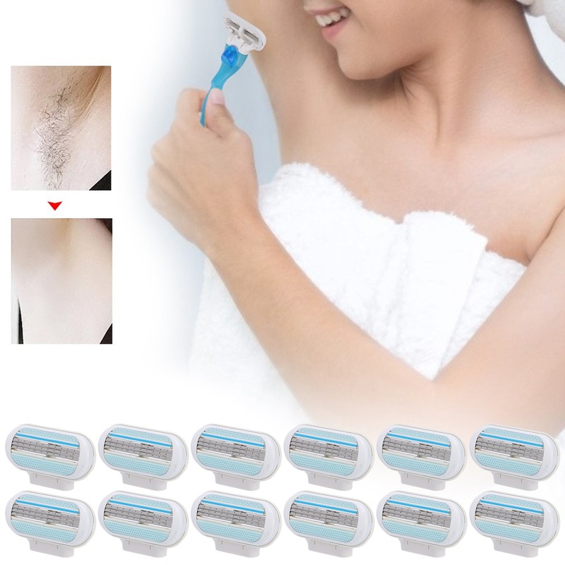 12Pcs Women's Razor Blade Refills 3 Blade Replacement Razor Blade