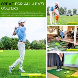 Soluxy Golf Practice Hitting Mat, Golfing Swing Training Matt Aids, 18.7"x9.8" Practice Mats Indoor Outdoor, Golfing Gifts for Golfers Men, Portable Golf Matt for Analyzing Swing Path Feedback