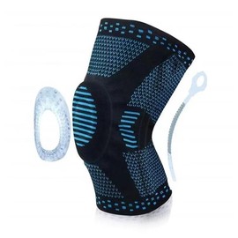 XIKAYA Kniestütze für Damen/Männer, Medizinischer Knieschützer für Laufen, Komprimierte Kniebandage mit Patella Gel Pads & Feder Seitenstabilisatoren, Meniskusriss, Arthritis, ACL, Sport - blau XL