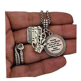 Retirement Gift for Women, Retirement Charm with Bracelet Necklace Chain Keychain Jewelry for Her