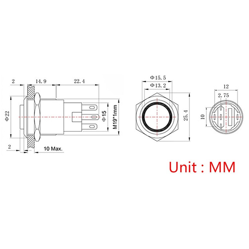 Larcele JSANKG-08 Momentary Metal Button with Light Indicator, DIY On/Off