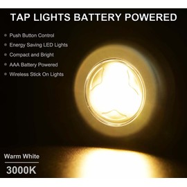 UMECORE Tap Lights - 6 Pack Cordless LED Puck Lights, Battery Powered, Touch Activated, Bright, Under Cabinet Lighting for Kitchen, Bedroom, Closet, RV, Outdoor