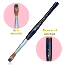 PUYREEINN Acrylnagelbürste mit Reinem Kolinsky Haar, Ebony Holzgriff und 100% Mink Sable Hair Nagelbürste, Gelbürste für Acrylkraft und Nagelverlängerung #8,10,12,14,16 (#8)