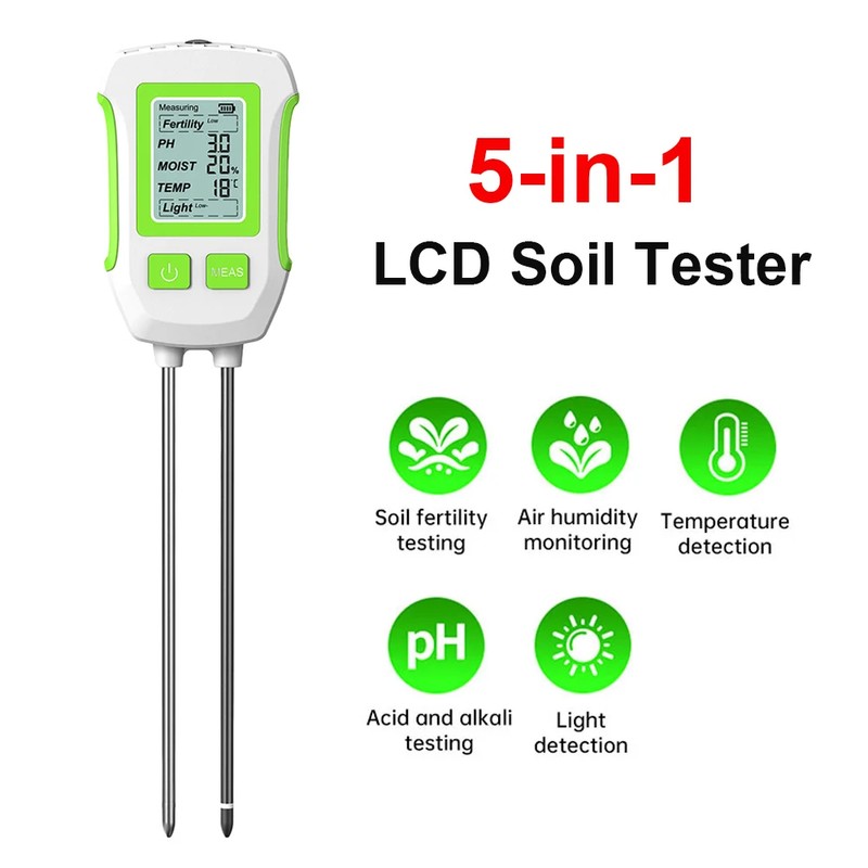6-in-1 Digital Soil Tester for Plant Care – Backlit LCD
