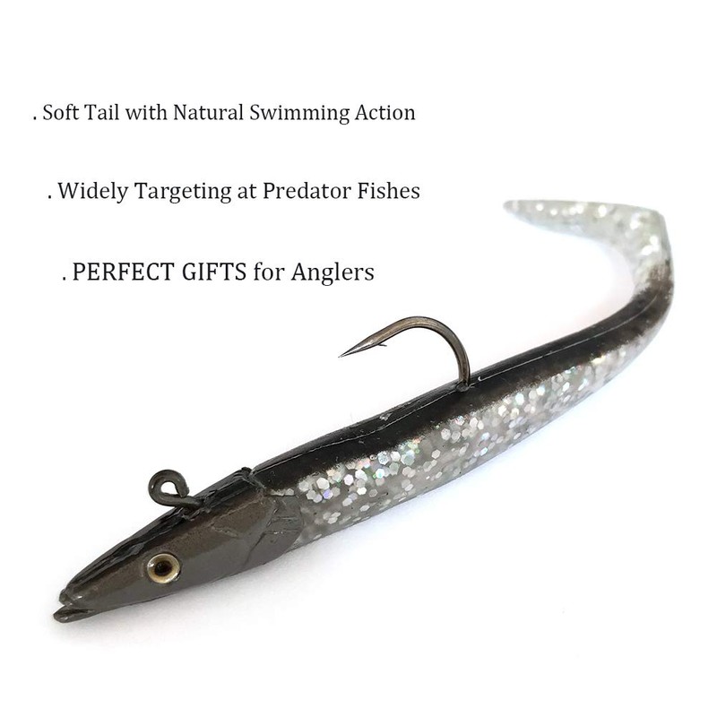 Croch 10Pcs Soft Fishing Lures Jig Head with T Tail