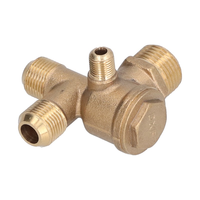 Air Compressor Valve Replacement Components Brass 4 Way Double Pipe