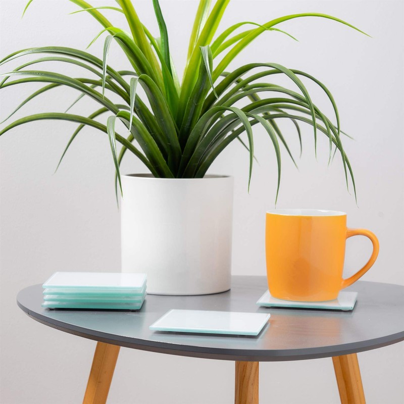 Harbour Housewares Glass Coasters - Square - 10cm - White