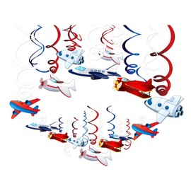 30 Pieces Airplane Hanging Swirl Decorations Airplane Party Supplies Airplane Ornaments Party Favors Airplane Ceiling Whirls Hanging Swirls Decorations for Adult Men Women Airplane Bachelorette Party