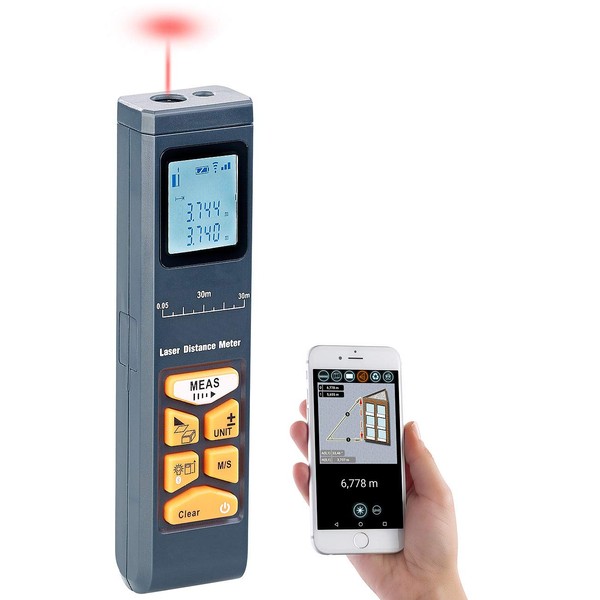 AGT Laser Measuring Device: Laser Rangefinder with LCD & Bluetooth,