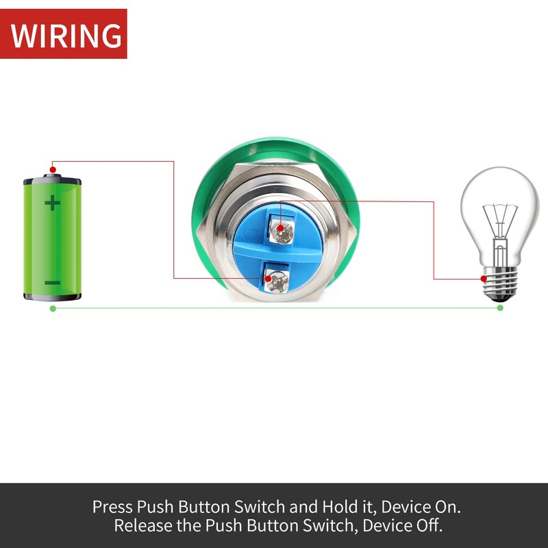 APIELE 19MM Mushroom Head Push Button Switch Momentary Push Button