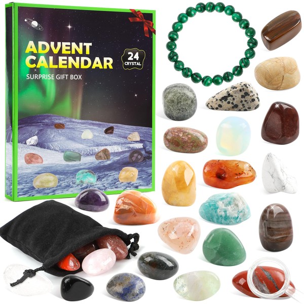 LINROMIA Crystal Advent Calendar 2024, Christmas Countdown Gemstone Advent Calendar