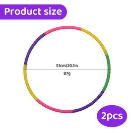 2 Pcs Hula Hoop,Hula Hoop Kids,7 sections Detachable Colorful Hula Hoops,Adjustable Weight Lightweight Fitness Hoops,Portable Fitness Equipment,for Fitness Dance Outdoor Play Gym Class, School Sports