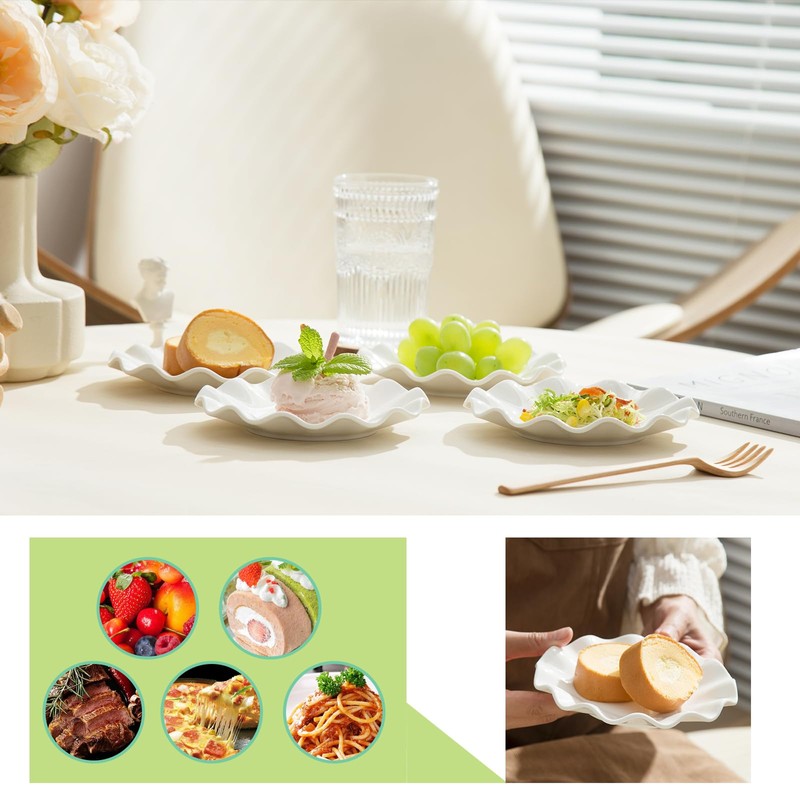 TAMAYKIM 18 Pieces 6 Inch Porcelain Dinner Plates, Small Dessert