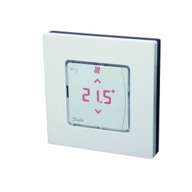 Danfoss Icon 088U1015 Surface Mounted Room Thermostats with Digital Screen, 230 V, for Hydraulic Floor Heating and Other Applications with Engines, White