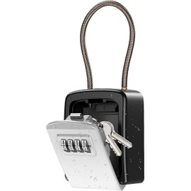 OQIMAX Key Lock Box,Key Lock Box Outside Key Safe Box with Removable Shackle, 4 Digit Combination Lock Box, Weatherproof Key Box, 5 Keys Capacity Key Security Storage for Home Garage Office
