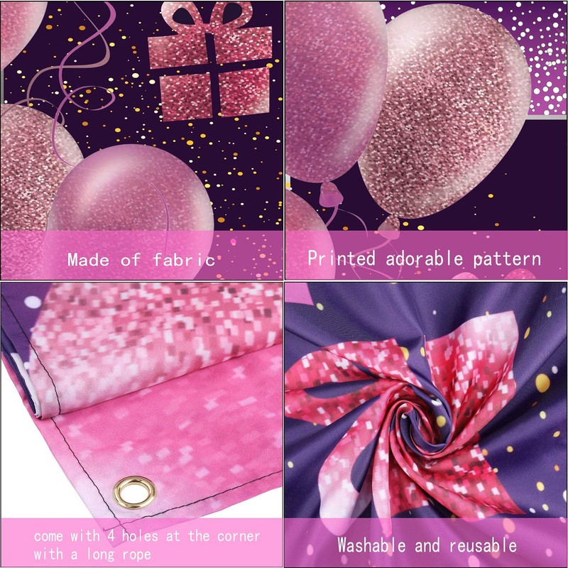 81st Birthday Decorations IMISI Happy Birthday Banner Pink Birthday Backdrop