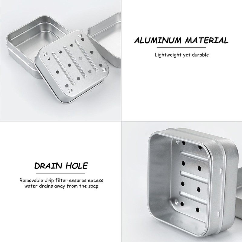 2 Pieces Aluminum Soap Dish with 2 Pieces Foaming Net,
