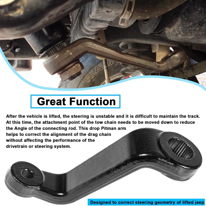 mooncar Drop Pitman Arm 6605 replacement for 87-06 Jeep Wrangler