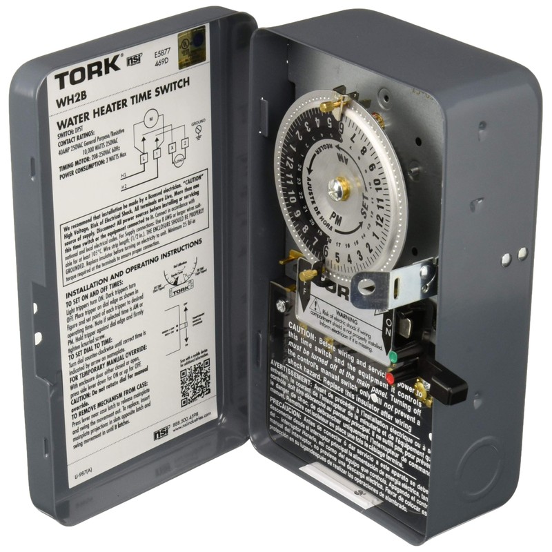 Tork NSI WH2B Mechanical Water Heater Time Switch, 24-Hour, 208/250V,