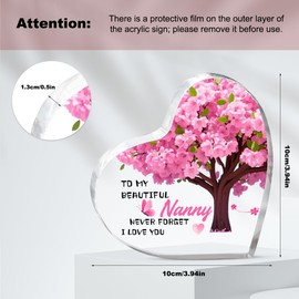 Gifts for Nanny, Nanny Birthday Gifts, Best Nanny Gifts Heart-Shaped Acrylic Plaque Desk Decor, Nanny Gifts from Grandchildren, Nanny Gifts to My Beautiful Nanny on Birthday Mother's Day (Nanny)