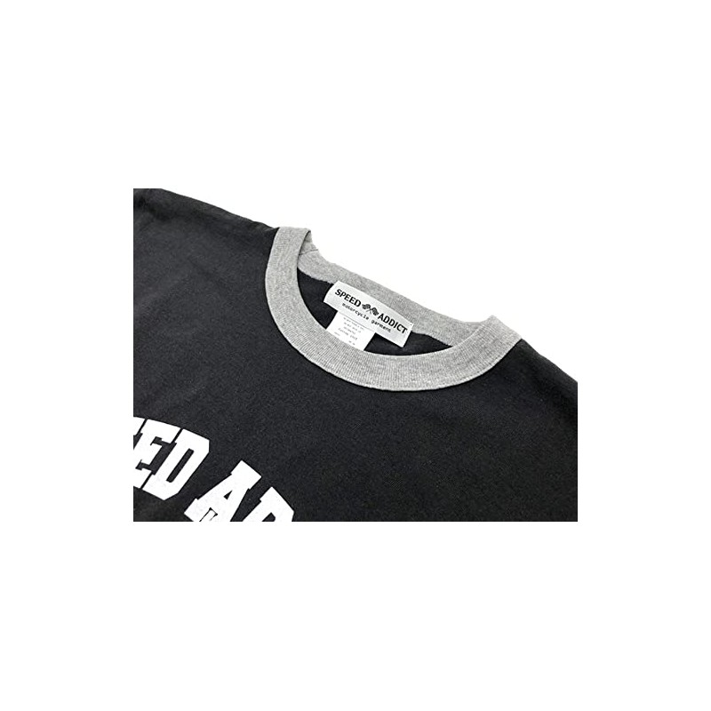SPEED ADDICT 819 COLLEGE LOGO RINGER T-SHIRT BLACK x GRAY