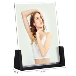 eletecpro 6x8 Picture Frame Set of 2, Double Side Frames Made of Solid Wood Base and Clear Acrylic, Wooden Photo Frames Vertical Display, Home and Office Decor, Black