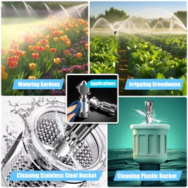 Rotating Spraying Tank Jet Nozzle,3/4 in Internal Thread Washing Nozzle,3 Heads 360 Degree - Stainless Steel Rotary Washing Nozzles