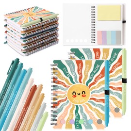 Janlaugh 60 Pcs Mental Health Gifts for Women Men Includes 30 Mental Health Journal 30 Inspirational Ballpoint Pen Self Care Notebook with Sticky Note Mood Tracker Back to School Gifts for Students